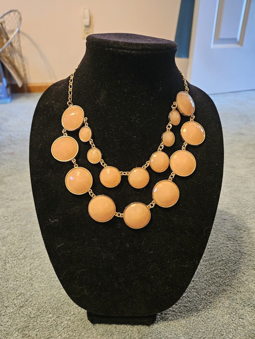 Charming Charlies Gold-Tone Peach Statement Necklace